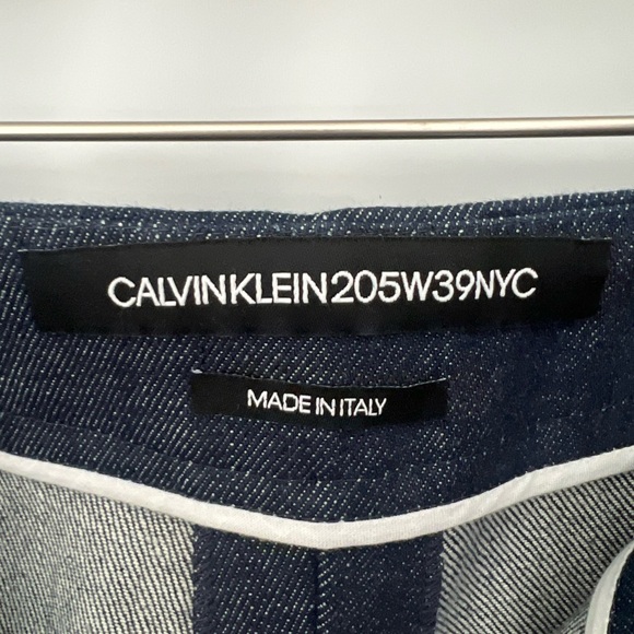 Calvin Klein 205w39nyc Blue Denim Pant Straight Leg Jeans Side Zippers Stripes 8 - Picture 12 of 12